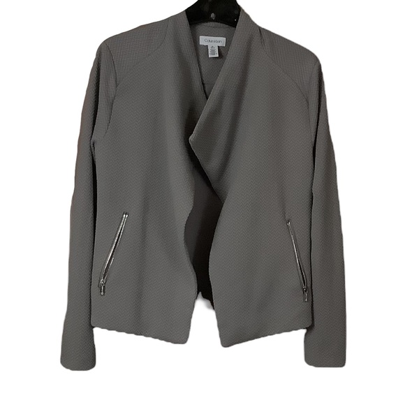 Calvin Klein Women's Striped One Button Jacket Gray Size 6 main image 1
